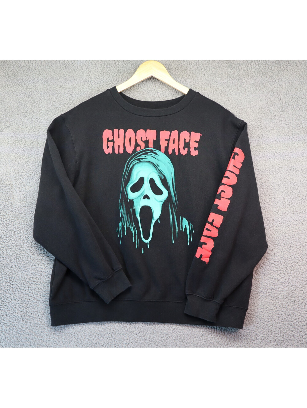 Scream Ghostface Black Sweatshirt XL EUC Halloween Spooky